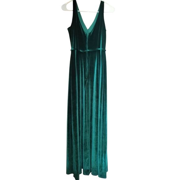 Morilee Women's Emerald Bridesmaids Sleeveless Velvet Maxi Dress Size 6 - Picture 6 of 16